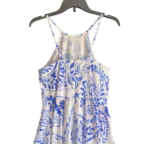 Woman’s Blue/White Sleeveless Floral Print Midi Dress. Size Small - Picture 4 of 5
